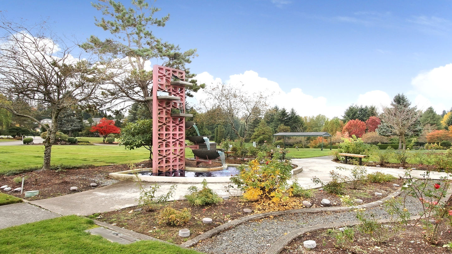 Rose Cremation Garden with Fountain at Floral Hills Cemetery