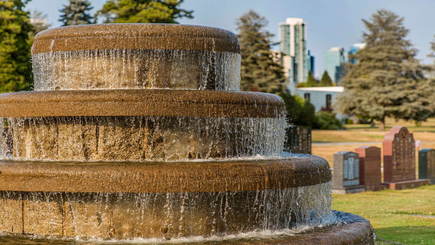 Water feature at Ocean View Burial Park