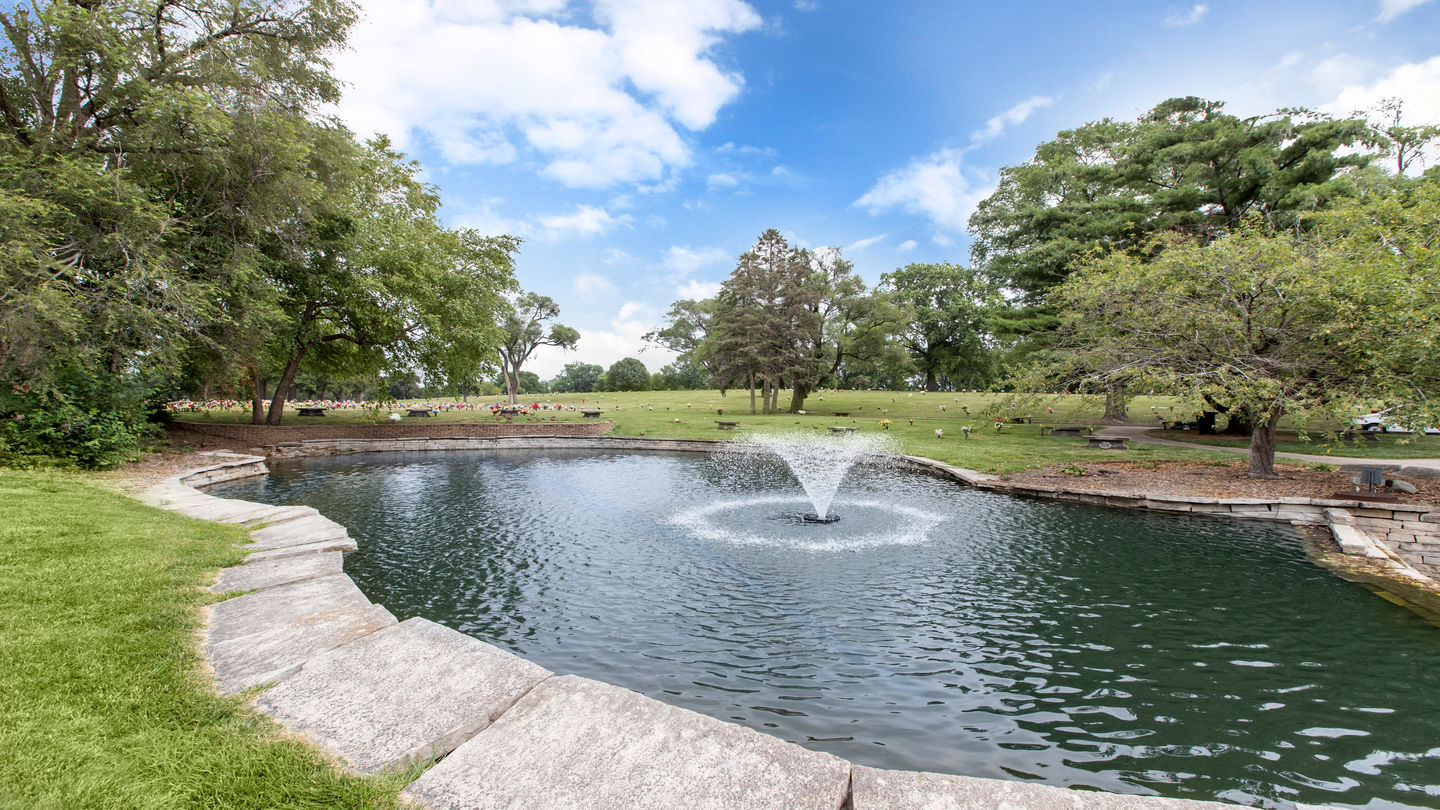 Water feature at Resthaven Cemetery