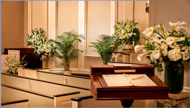 Chapel interior at Frank E. Campbell Funeral Chapel.