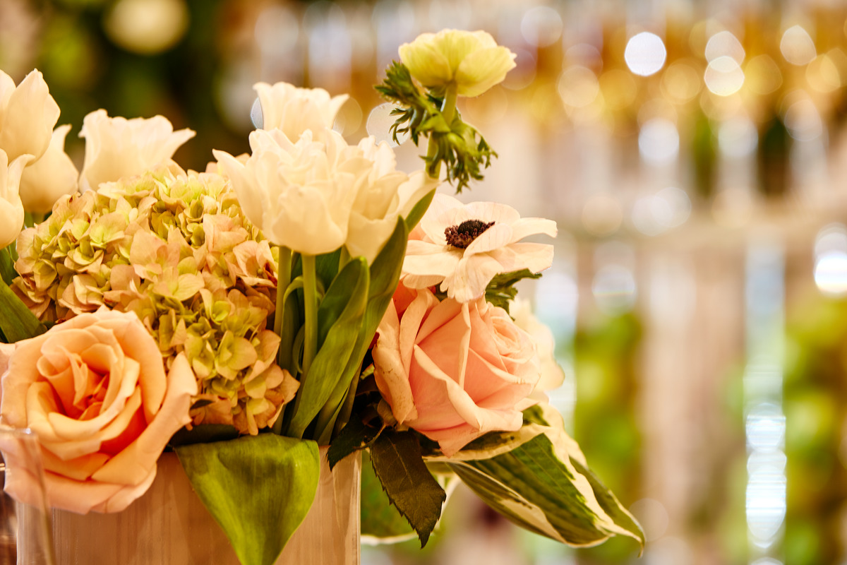 Delicate bouquet decorates a Sparkman Hillcrest reception room.