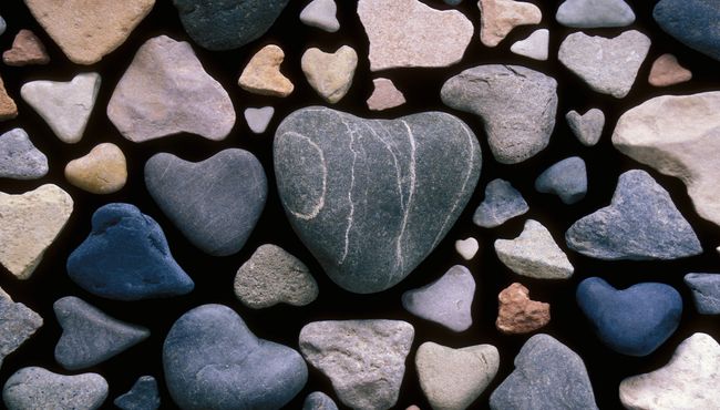Stones or rocks in the shape of hearts