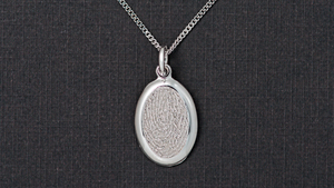 Timeless Touch fingerprint memorial pendant with chain  in silver. 