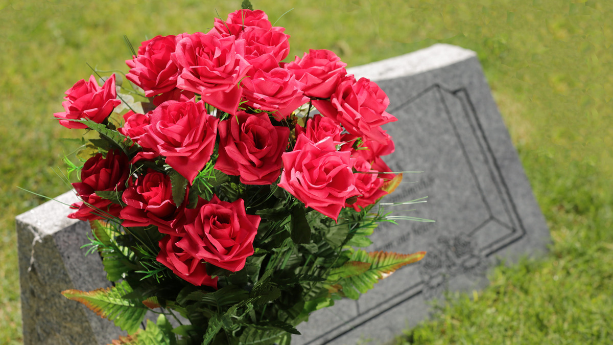 Bouquet of flowers on a cemetery