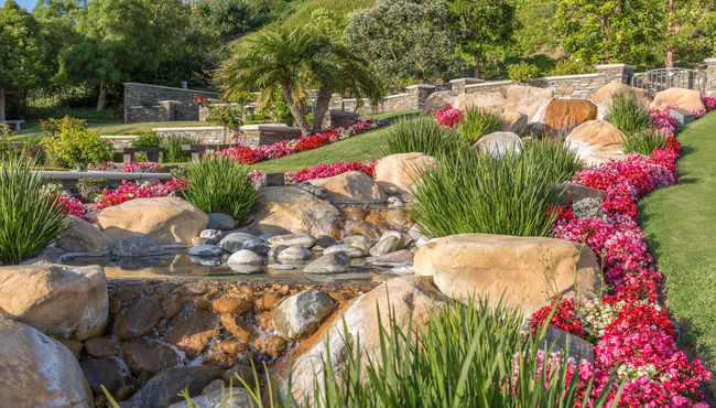 Pacific Gardens water feature with cremation options