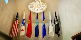 Unique Flag Feature in Lobby at Dove-Witt Family Mortuary
