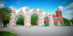 Front Entrance at Crown Hill Funeral Home and Cemetery