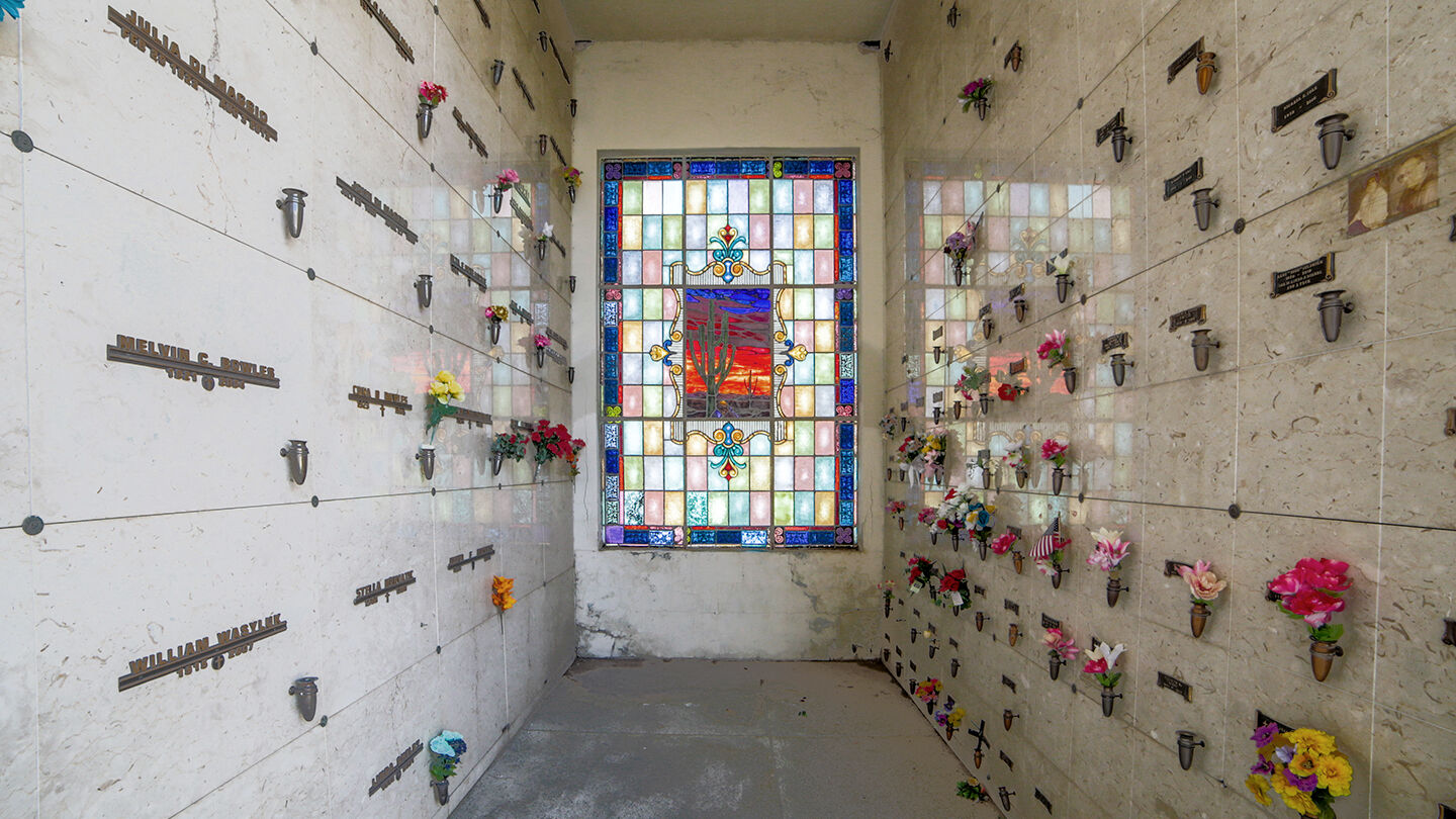 Indoor mausoleum at Palm Downtown Mortuary & Cemetery