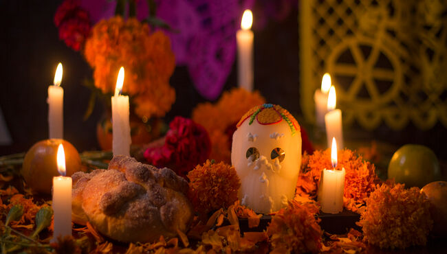 Day of the dead altar for mexican celebration