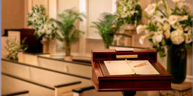 Chapel no casket, blurred background