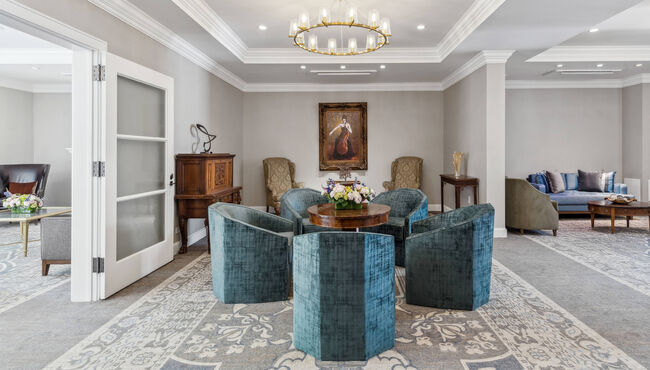 Waiting/sitting area inside a funeral home.