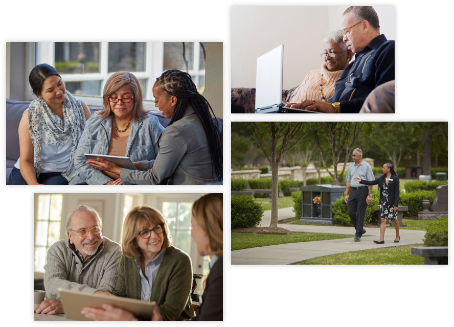 collage of different meetings with associate