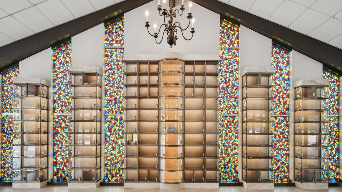 Glass niches at Lake View Funeral Home & Memorial Gardens