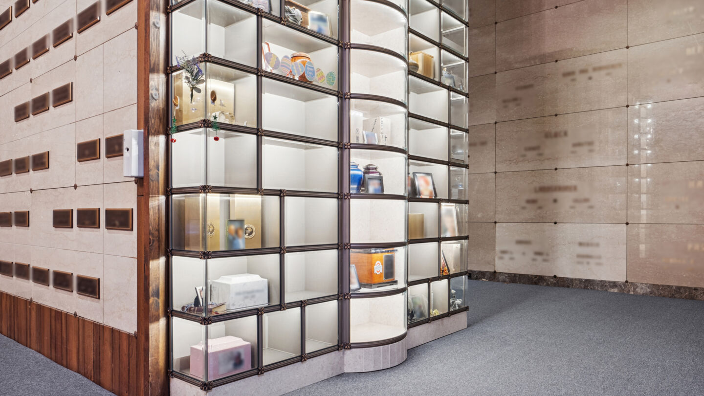 Glass niches at Rose Hill Funeral Home & Burial Park