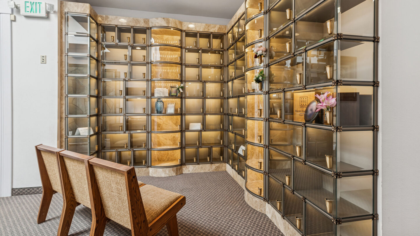 Glass niches at Chapel of the Roses & Chapel of the Roses Cemetery