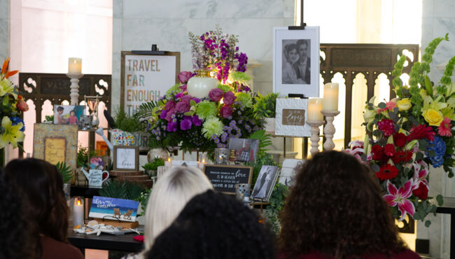 Funeral service inside chapel
