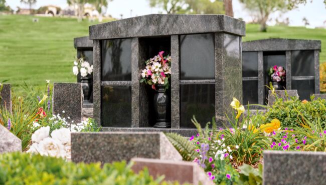 Outdoor Private Columbariums in a Cremation Garden.