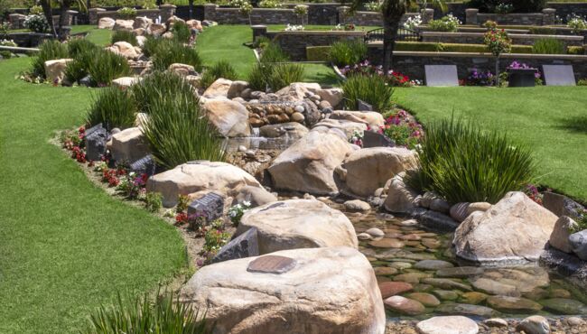 Stream of water in a Cremation Garden.