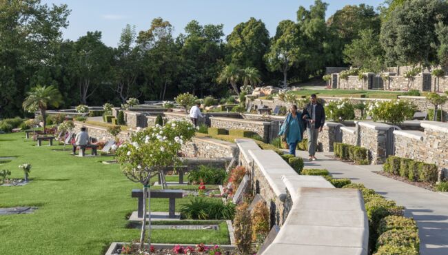 People visiting and walking through a Cremation Garden.