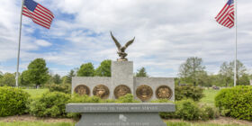 Veterans section at Evergreen Cemetery