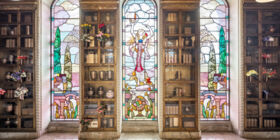 Glass niches at Acacia Memorial Park & Funeral Home