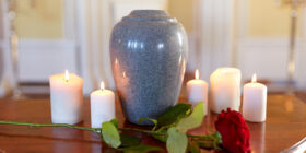 urn and candles