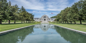 Water feature at Sunset Funeral Home and Cemetery