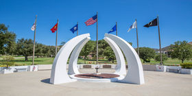 Close up view of veterans memorial at Pierce Brothers Valley Oaks Memorial Park. 