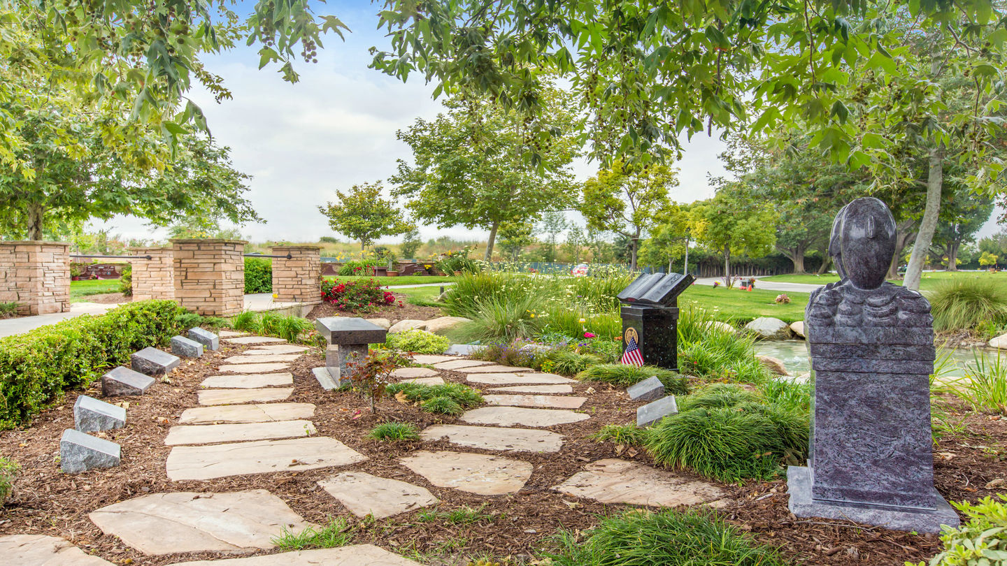 Pathway through the cremation garden at Westminster Memorial Park
